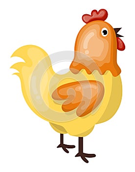 Cheerful Yellow Rooster Farm Animal Red Comb Fowl